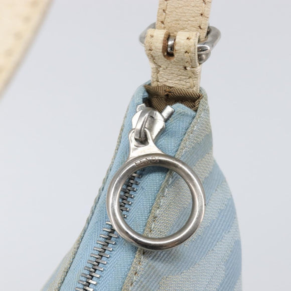 FENDI Shoulder Bag Canvas Light Blue Silver 8BR248 Auth 199506