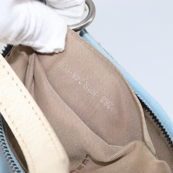 FENDI Shoulder Bag Canvas Light Blue Silver 8BR248 Auth 199506