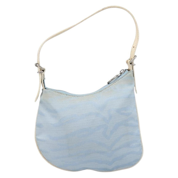 FENDI Shoulder Bag Canvas Light Blue Silver 8BR248 Auth 199506