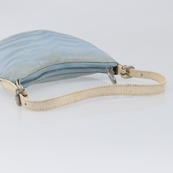FENDI Shoulder Bag Canvas Light Blue Silver 8BR248 Auth 199506