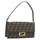 FENDI Zucca Canvas Shoulder Bag Brown Gold Tone Auth 199508A-1