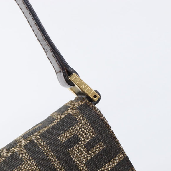 FENDI Zucca Canvas Shoulder Bag Brown Gold Tone Auth 199508A