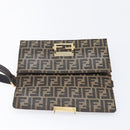 FENDI Zucca Canvas Shoulder Bag Brown Gold Tone Auth 199508A-18