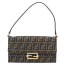 FENDI Zucca Canvas Shoulder Bag Brown Gold Tone Auth 199508A-13