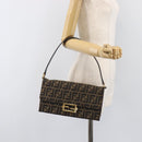 FENDI Zucca Canvas Shoulder Bag Brown Gold Tone Auth 199508A-24