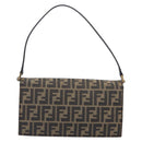 FENDI Zucca Canvas Shoulder Bag Brown Gold Tone Auth 199508A-2