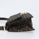 FENDI Zucca Canvas Shoulder Bag Brown Gold Tone Auth 199508A-4