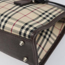 BURBERRY Nova Check Hand Bag Canvas Beige Silver Auth 199509A-9