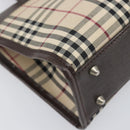 BURBERRY Nova Check Hand Bag Canvas Beige Silver Auth 199509A-14