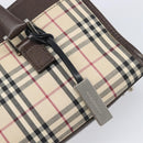 BURBERRY Nova Check Hand Bag Canvas Beige Silver Auth 199509A-10
