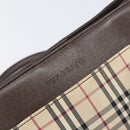 BURBERRY Nova Check Hand Bag Canvas Beige Silver Auth 199509A-18