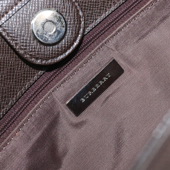 BURBERRY Nova Check Hand Bag Canvas Beige Silver Auth 199509A
