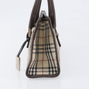 BURBERRY Nova Check Hand Bag Canvas Beige Silver Auth 199509A-3