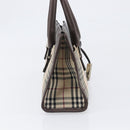 BURBERRY Nova Check Hand Bag Canvas Beige Silver Auth 199509A-4