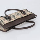 BURBERRY Nova Check Hand Bag Canvas Beige Silver Auth 199509A-6