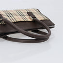 BURBERRY Nova Check Hand Bag Canvas Beige Silver Auth 199509A-7