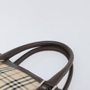 BURBERRY Nova Check Hand Bag Canvas Beige Silver Auth 199509A-8