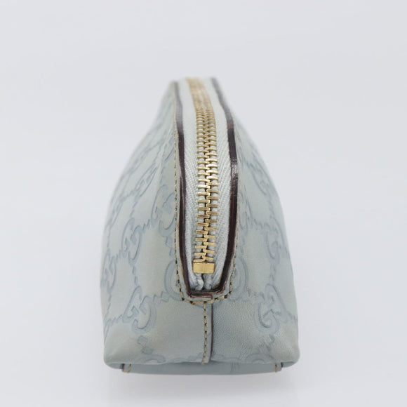 GUCCI GuccissimaGG Pouch Leather Light Blue Gold Tone 141811 Auth 199511