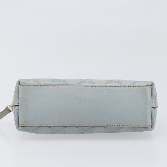 GUCCI GuccissimaGG Pouch Leather Light Blue Gold Tone 141811 Auth 199511