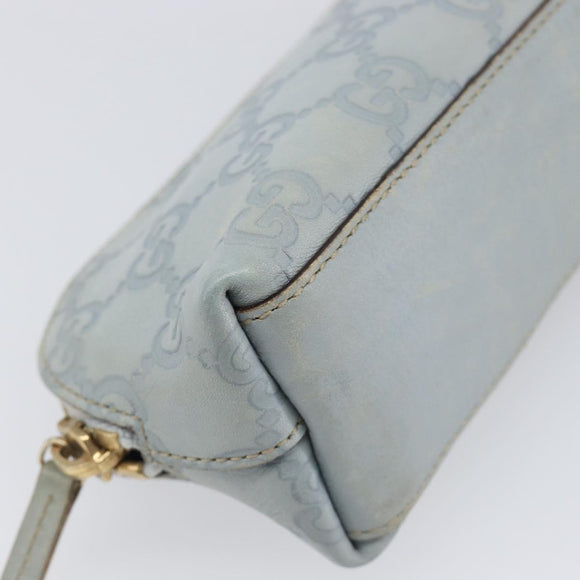 GUCCI GuccissimaGG Pouch Leather Light Blue Gold Tone 141811 Auth 199511