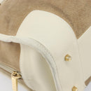 LOEWE Amazonas Hand Bag Suede Beige Gold Tone Auth 199514A-14