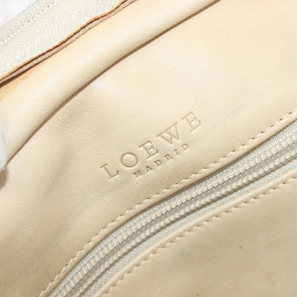 LOEWE Amazonas Hand Bag Suede Beige Gold Tone Auth 199514A