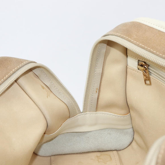 LOEWE Amazonas Hand Bag Suede Beige Gold Tone Auth 199514A
