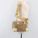 LOEWE Amazonas Hand Bag Suede Beige Gold Tone Auth 199514A-24