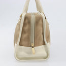 LOEWE Amazonas Hand Bag Suede Beige Gold Tone Auth 199514A-4