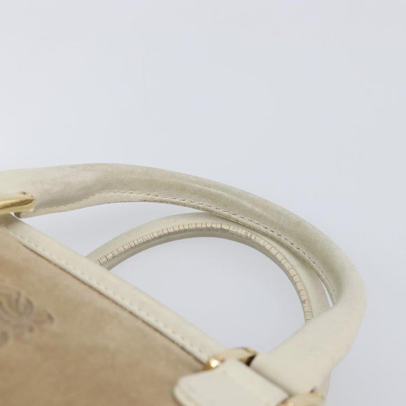 LOEWE Amazonas Hand Bag Suede Beige Gold Tone Auth 199514A