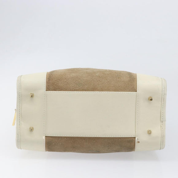 LOEWE Amazonas Hand Bag Suede Beige Gold Tone Auth 199514A