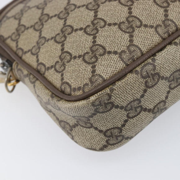 GUCCI GG Supreme Shoulder Bag PVC Beige Gold Tone 116 02 068 Auth 199516