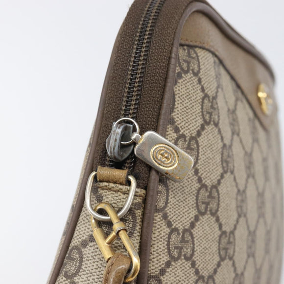 GUCCI GG Supreme Shoulder Bag PVC Beige Gold Tone 116 02 068 Auth 199516
