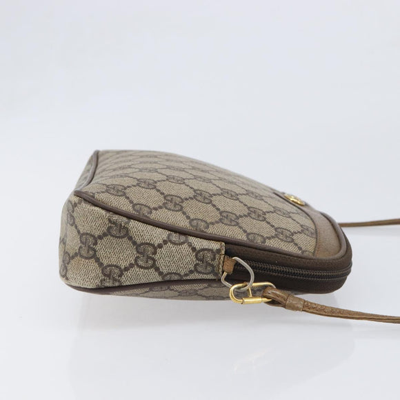 GUCCI GG Supreme Shoulder Bag PVC Beige Gold Tone 116 02 068 Auth 199516