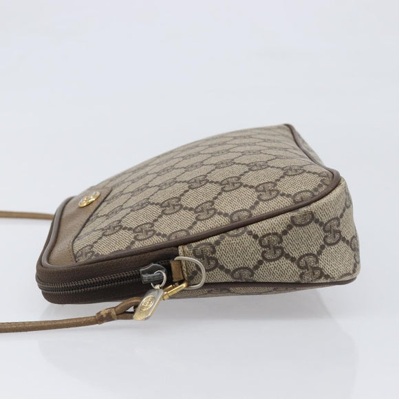 GUCCI GG Supreme Shoulder Bag PVC Beige Gold Tone 116 02 068 Auth 199516