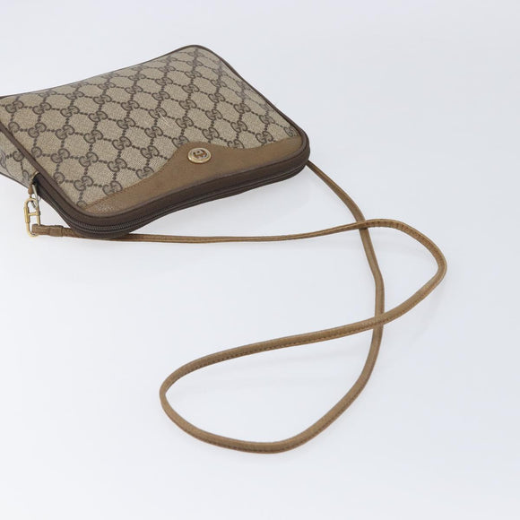 GUCCI GG Supreme Shoulder Bag PVC Beige Gold Tone 116 02 068 Auth 199516