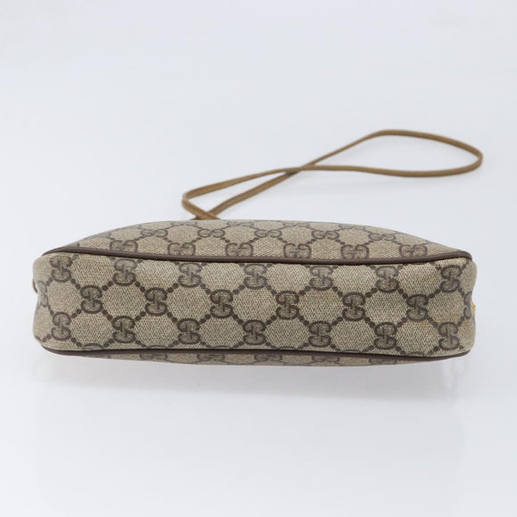 GUCCI GG Supreme Shoulder Bag PVC Beige Gold Tone 116 02 068 Auth 199516