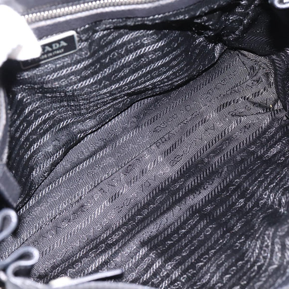 PRADA Shoulder Bag Nylon Black Silver Auth 199517V