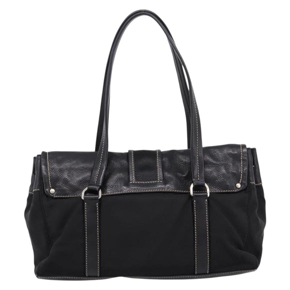 PRADA Shoulder Bag Nylon Black Silver Auth 199517V