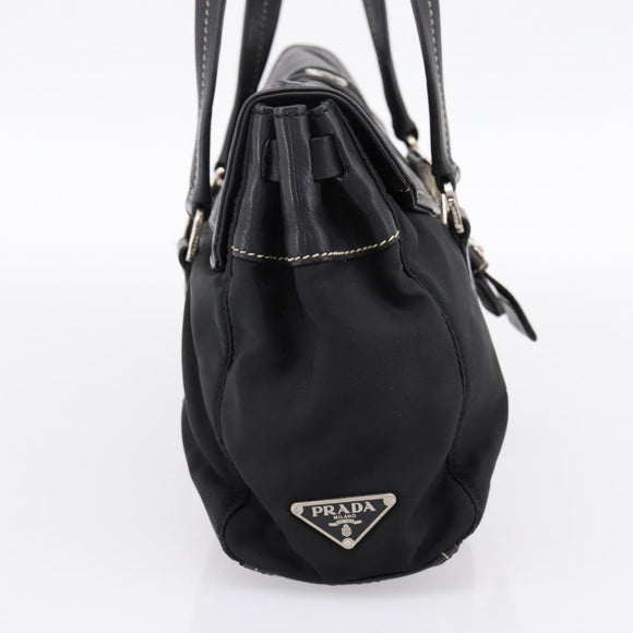 PRADA Shoulder Bag Nylon Black Silver Auth 199517V