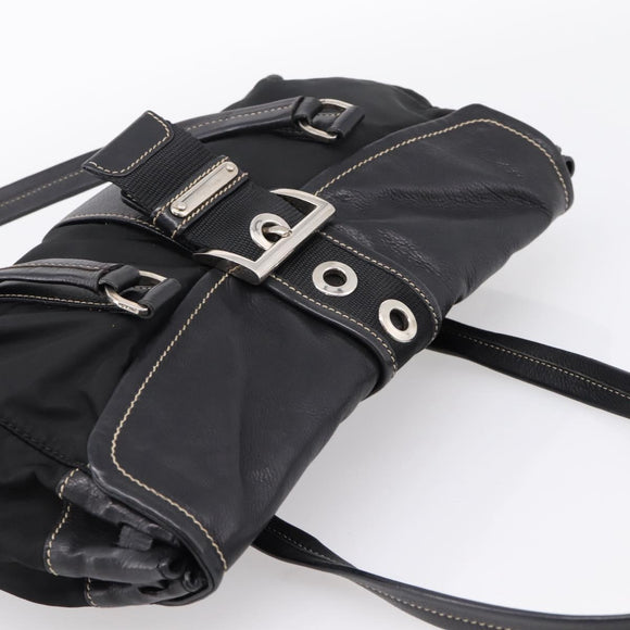 PRADA Shoulder Bag Nylon Black Silver Auth 199517V