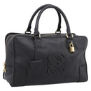 LOEWE anagram Amazona 36 Hand Bag Leather Black Gold Tone Auth 199518V-1