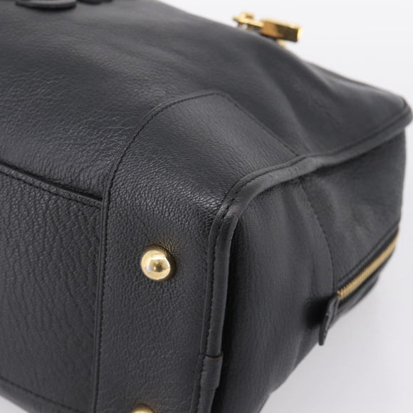 LOEWE anagram Amazona 36 Hand Bag Leather Black Gold Tone Auth 199518V