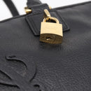 LOEWE anagram Amazona 36 Hand Bag Leather Black Gold Tone Auth 199518V-19