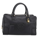 LOEWE anagram Amazona 36 Hand Bag Leather Black Gold Tone Auth 199518V-13