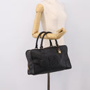 LOEWE anagram Amazona 36 Hand Bag Leather Black Gold Tone Auth 199518V-25