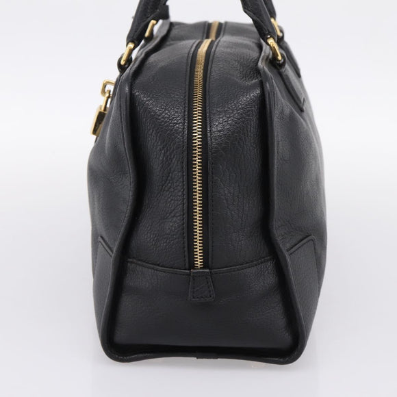 LOEWE anagram Amazona 36 Hand Bag Leather Black Gold Tone Auth 199518V