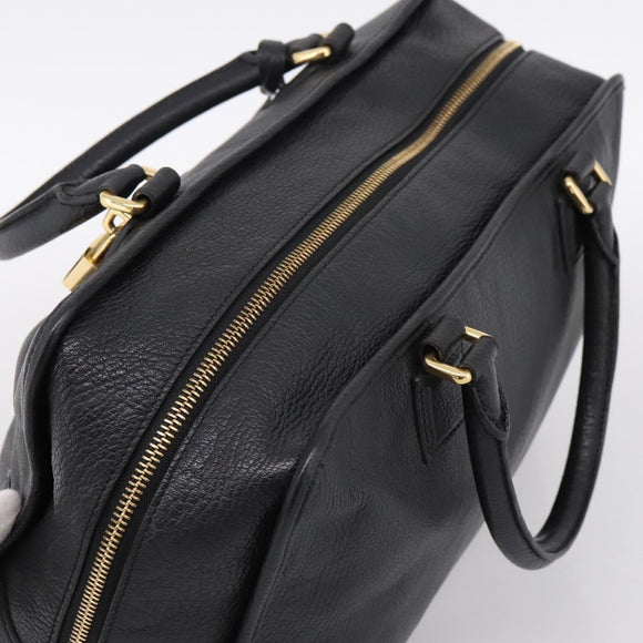 LOEWE anagram Amazona 36 Hand Bag Leather Black Gold Tone Auth 199518V
