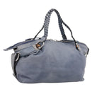 GUCCI Bamboo Shoulder Bag Leather Blue Silver 232959 Auth 199519-1