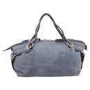 GUCCI Bamboo Shoulder Bag Leather Blue Silver 232959 Auth 199519-13